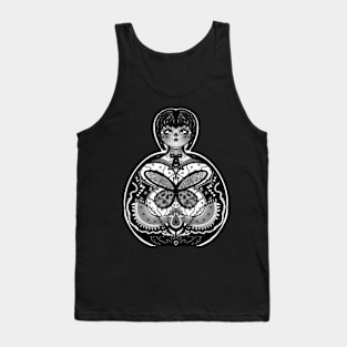 black and white mandala butterfly girl Tank Top